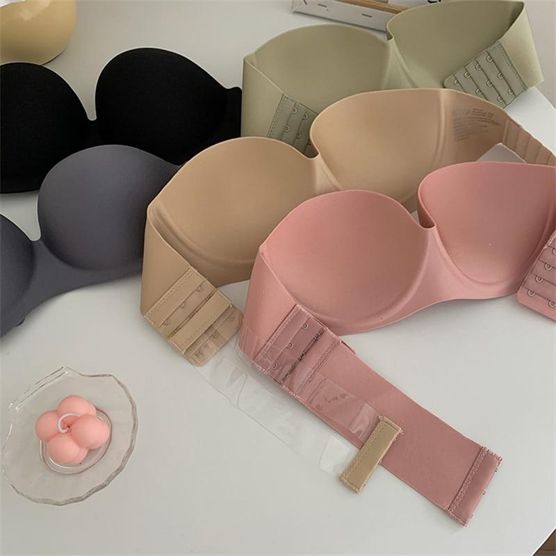 Sexy stroppeløse bh for kvinner Trådløs bralette mykt kvinneundertøy Sømløse bh for damer usynlig bh med 2 stk stropper YSL