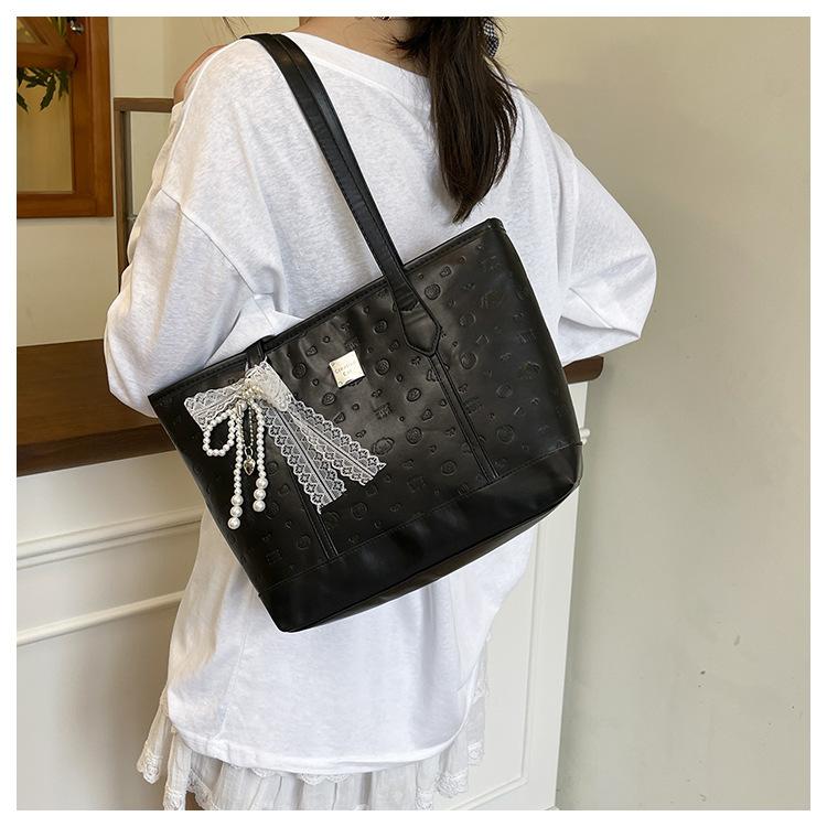 European American Style Faux Leather Tote Bag for Women, Elegant Embossed Large Capacity Shoulder Handbag, Casual Commute Work Bag KTB