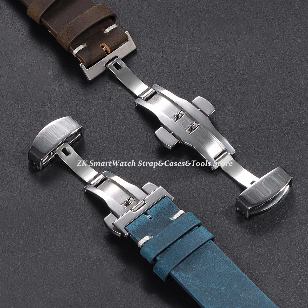 Calfskin Leather Watch Band for Omega for Seiko Bracelet 18mm 20mm 21mm 22mm 24mm Strap Dark Brown Stitching for Rolex Wristband