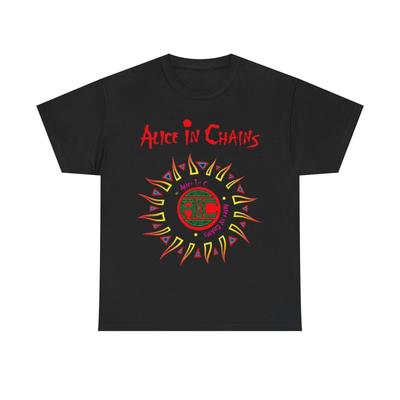 Alice In Chains Tshirt Band Rock Vintage Neon Unisex Heavy Cotton Tee 90s Grunge