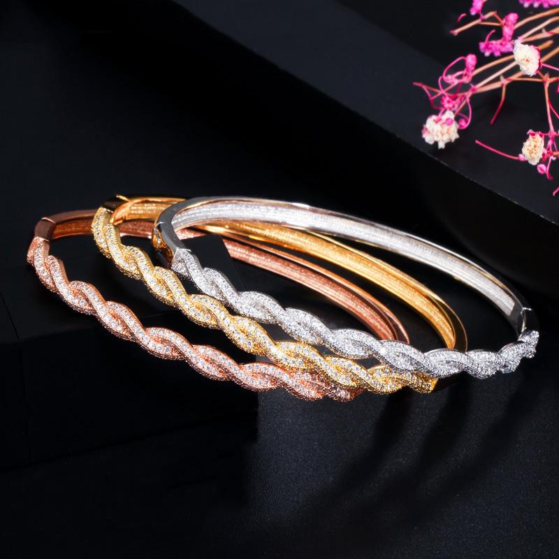 Ki0108 Creative Brass Electroplated Real Gold Full Diamond Bracelet Ring Two-Piece Hand Jewelry
