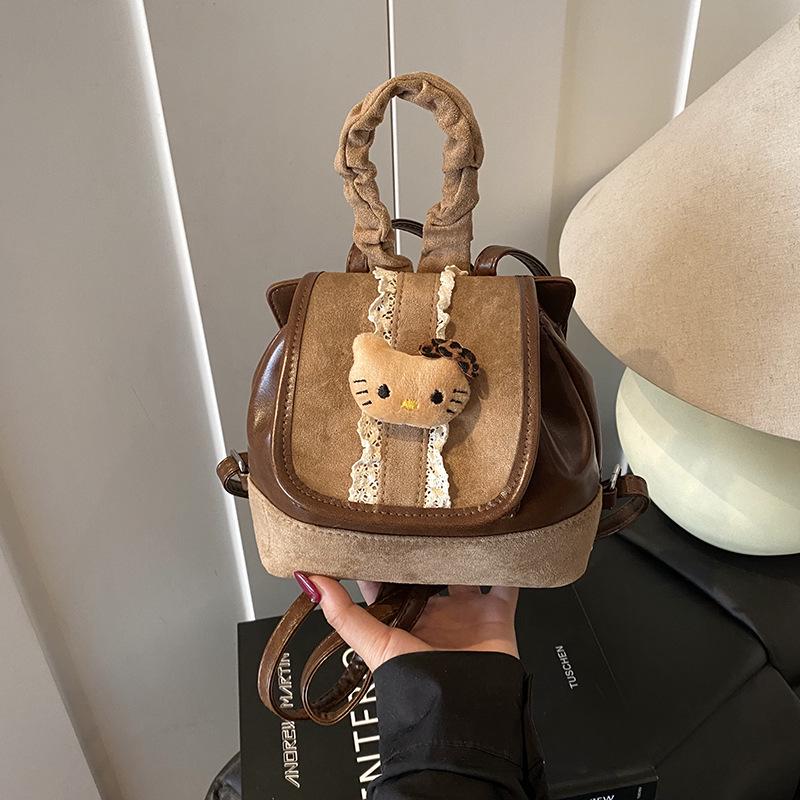 Женский милый рюкзак с медведем, большой вместимости, школьный рюкзак в винтажном стиле колледжа, универсальный для прогулок