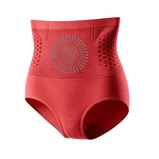 Women High Waisted Control Tummy Design Breathable Panties Honeycomb Butt Lifting Briefs S красный