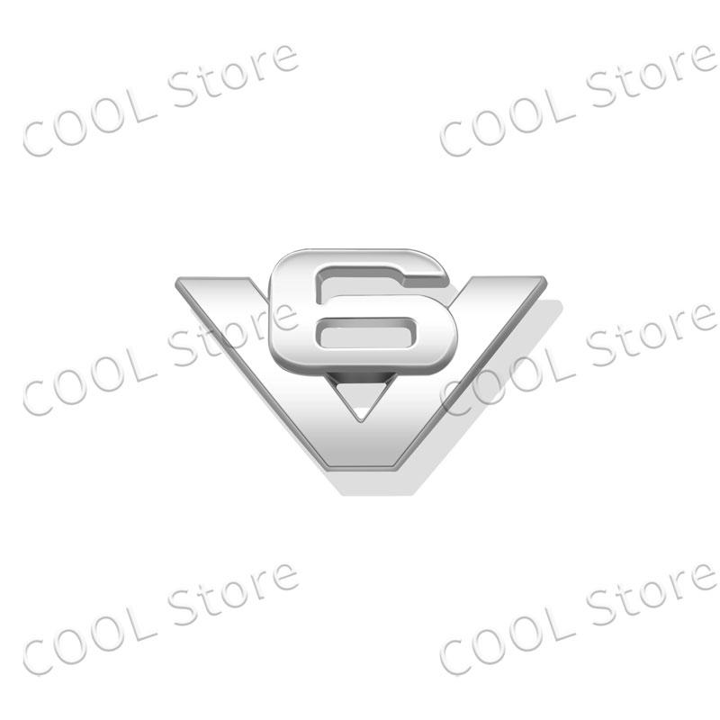 Kreativní 3D kovová chromová nálepka emblém V6 V8 logo odznak Dekorace zadního kufru boční karoserie Univerzální autodoplňky