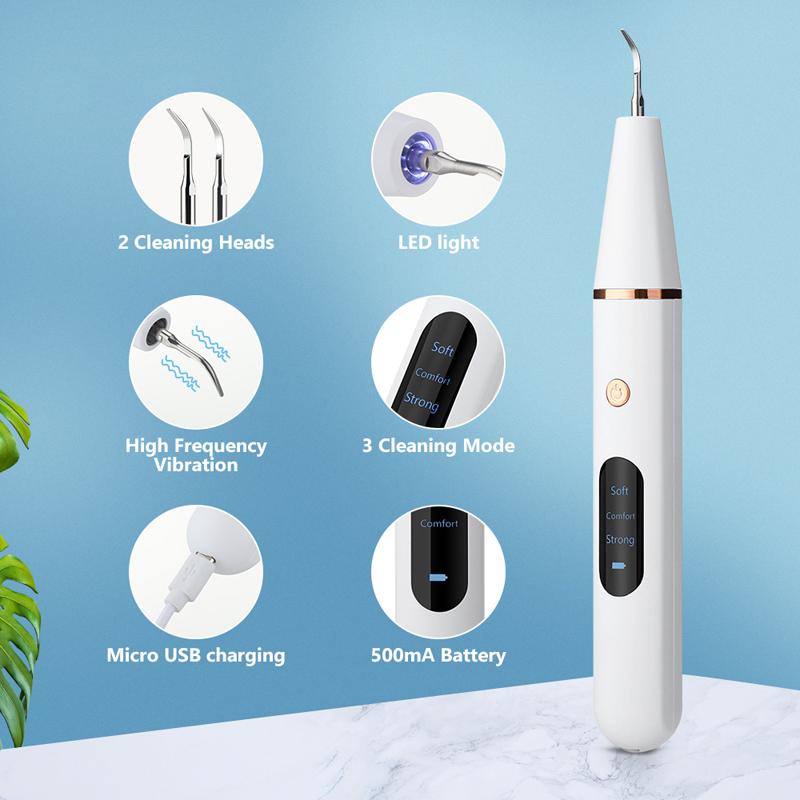 Ultrasonic Dental Tartarro Cleaner Cleaning Machine Teeth Cleaning Tools Dental Calculus Stain Tartar Remover Wireless Cleaner