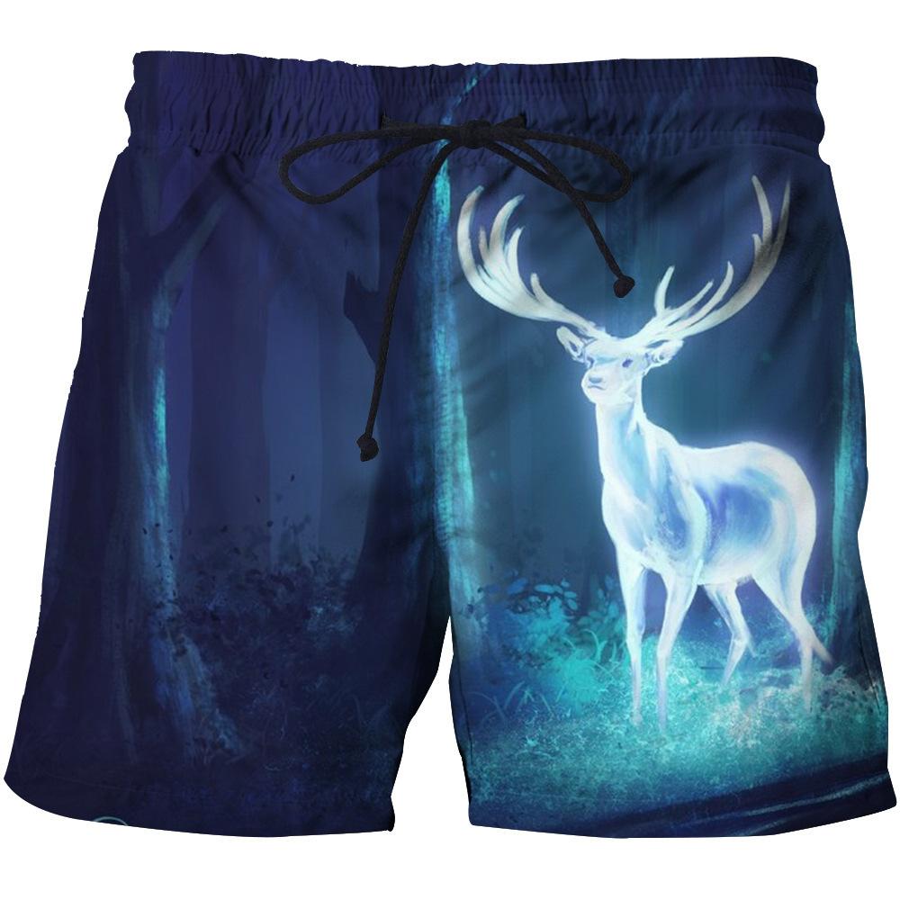 Herren Sommer Elchmuster Strandhose 3D Digital bedruckte Sporthose