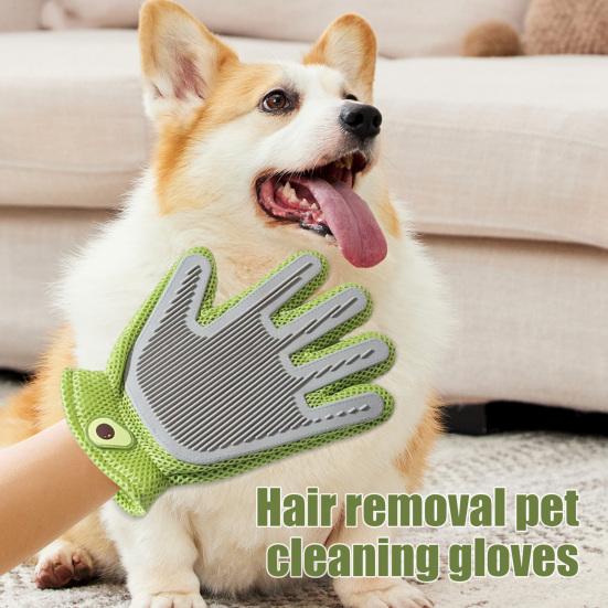 Pet Hair Removal Gloves 2-in-1 Deshedding Grooming Glove for Dogs Cats Double Sided Fur Remover Mitt for Couch Clothes Carpet Car Seat