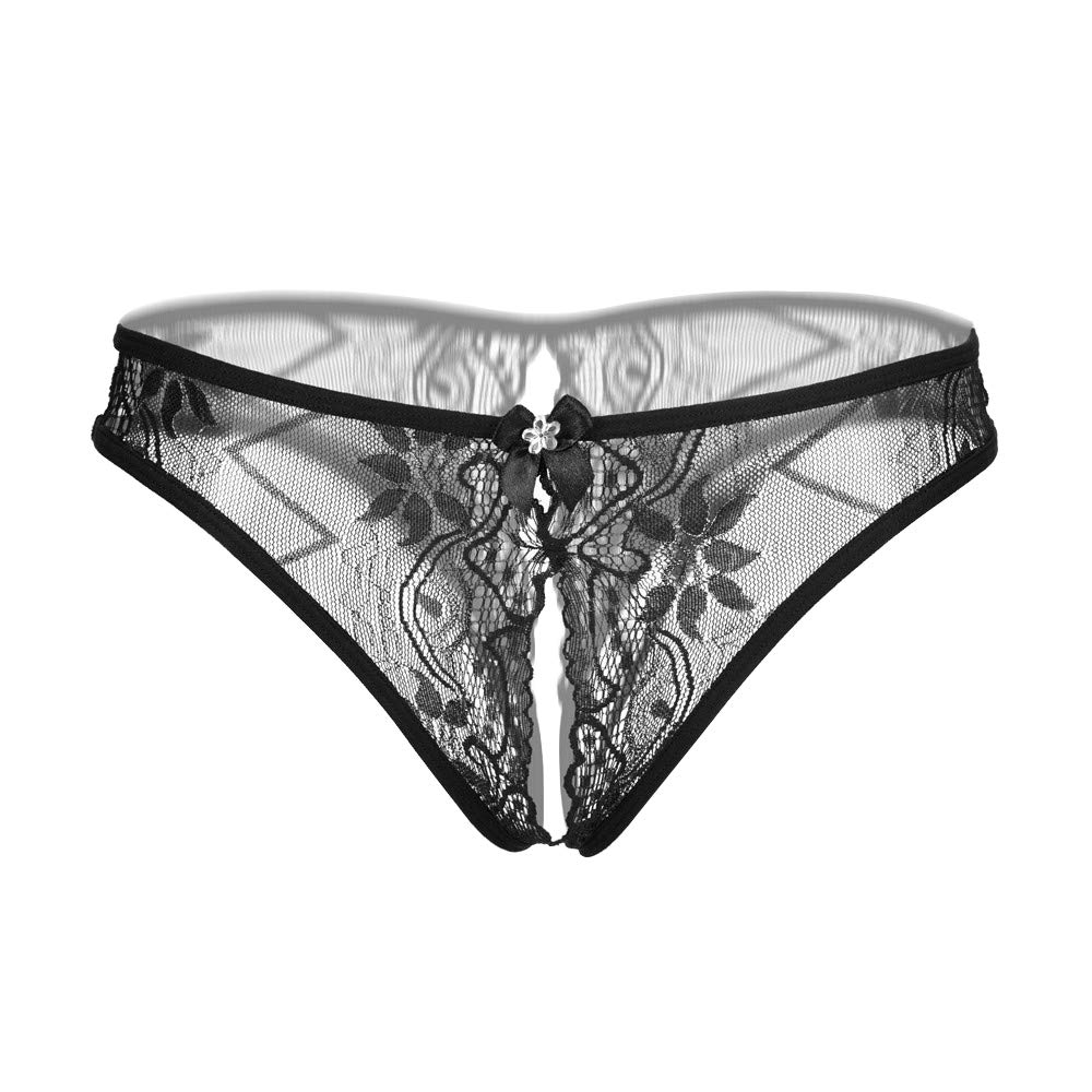 YOYOMEI Sexy Lace Cute Free Size Women's Panties, Lingerie, T-Back, Black,