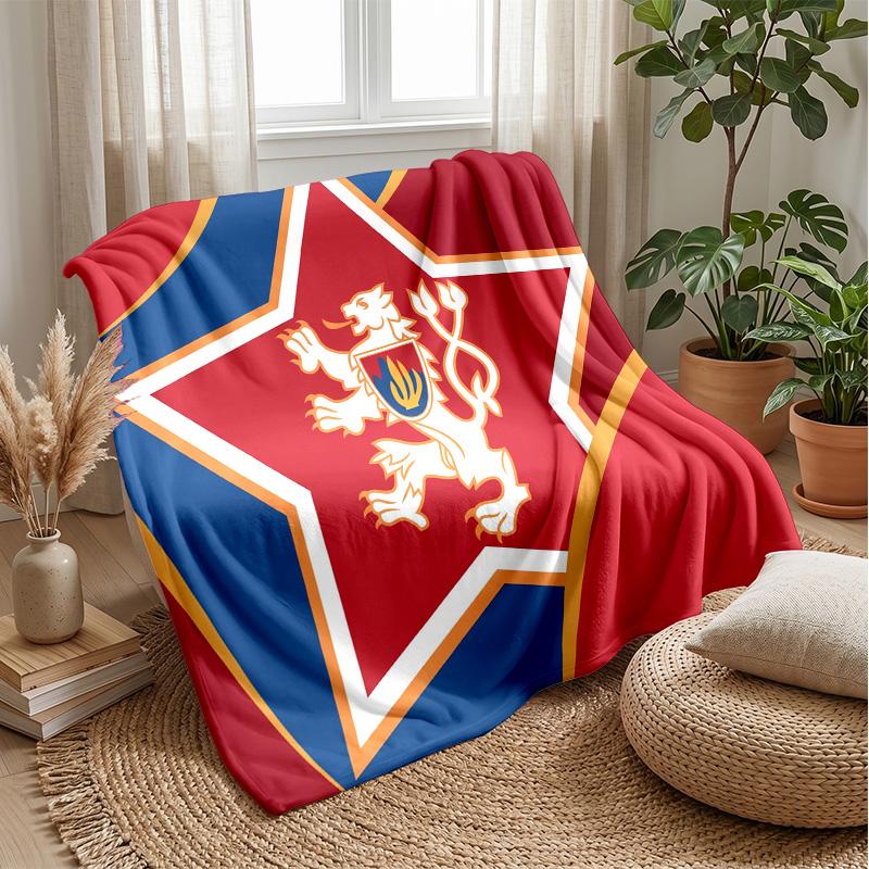 Czech Republi Football Printed Flannel Blanket Skin Friendly Warm Decorative Throw for Indoor Couch Bed Daily Use