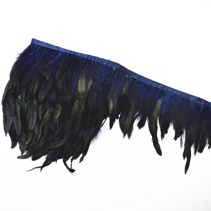 1Meter Rooster Feathers Trim Tassel Fringe On Tape Chicken Pheasant Cock Feather for Clothes Ribbon Sewing DIY Decoration Decor