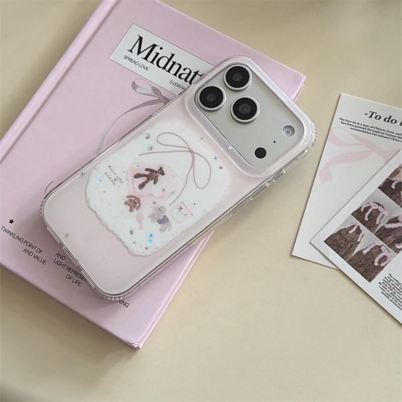 

Cute Star Bow Bear iPhone Case for 14/15/16 Pro Max iPhone 17 Pro