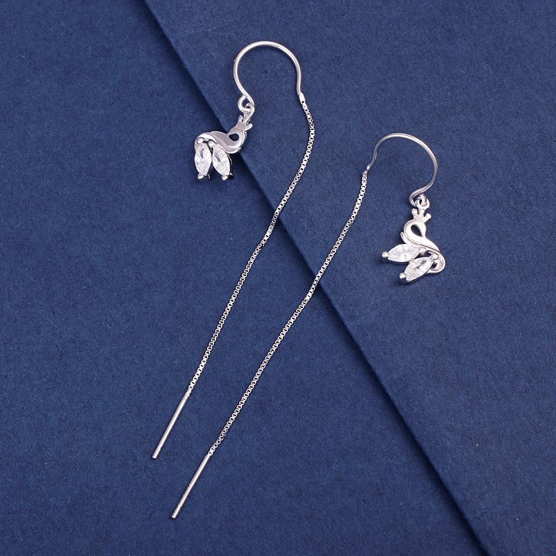 S925 Sterling Silver Swan Tassel Earrings - 2026 Korean Style: Long, Versatile, Fashionable for Women