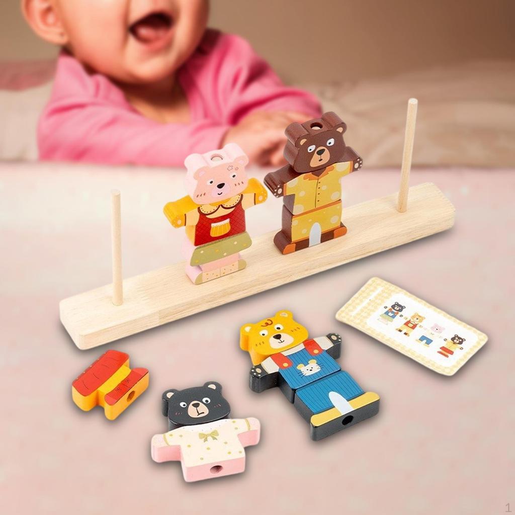 Matching Toy Wooden Beads Sequencing Set Counting Early Education for Boys Girls Color