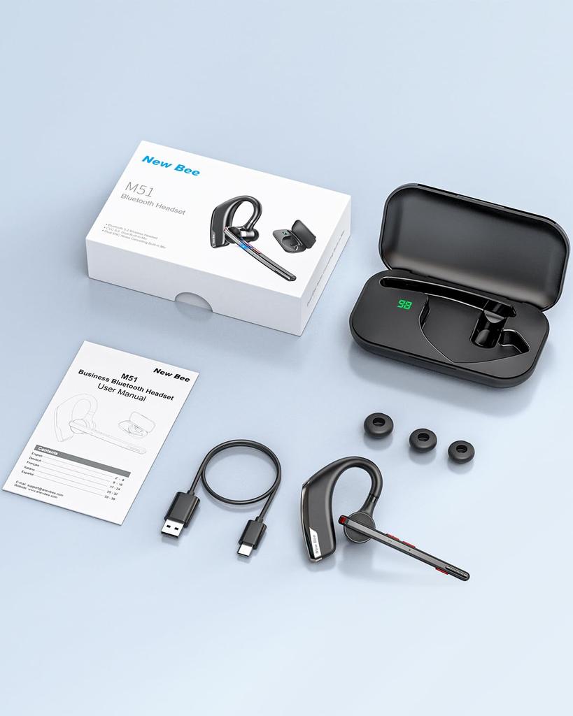 Bluetooth Single Bluetooth Single For venstre og høyre støy Begge Mute Connect 2 enheter på samme Komfortabel til Japan Radio Sertifisering Svart M51