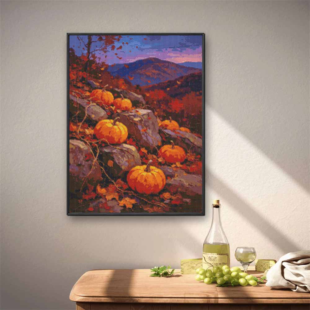 5D Diamond Painting Kit Autumn Pumpkin Harvest Full Drill Canvas Art DIY Rhinestone Craft for Modern Wall Decor