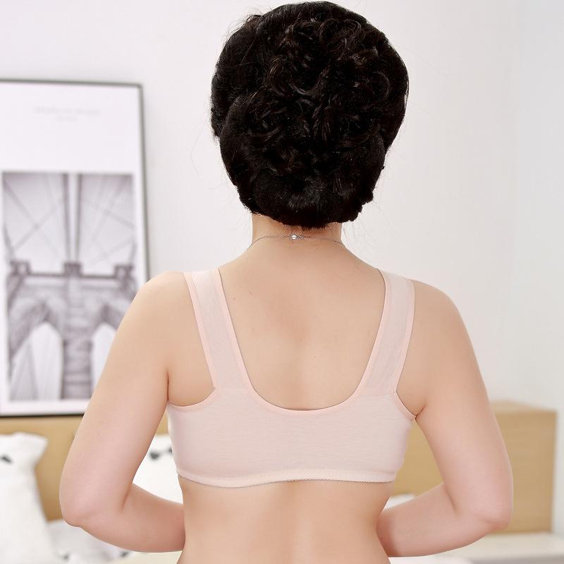 Soft cotton printed front buckle underwear women's no steel ring wide shoulder strap vest new large size bra