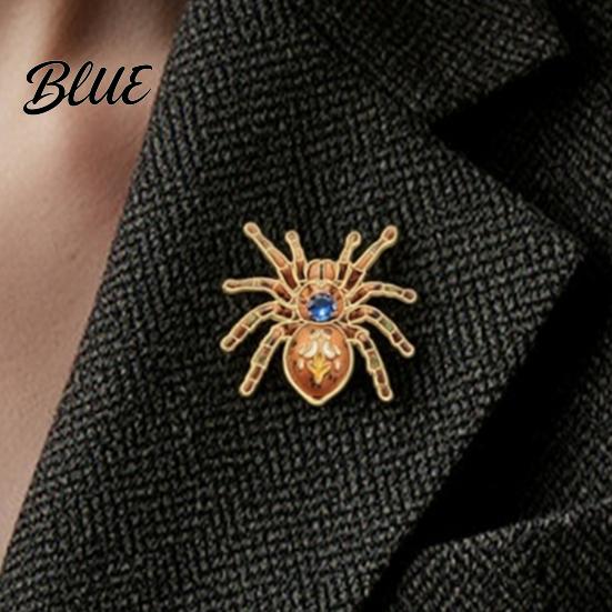 Punk Rock Style Accessories Gothic Spider Brooch Pin Colorful Rhinestones Decor Retro Simulated Lapel Pins Alloy Decorative Pin for Jackets
