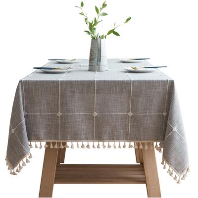 Moderne, einfache, einfarbige, quadratische Gitter-Tischdecke, staubdicht, rechteckig, mit Quaste, für Teetisch, Tisch, Hoteltisch