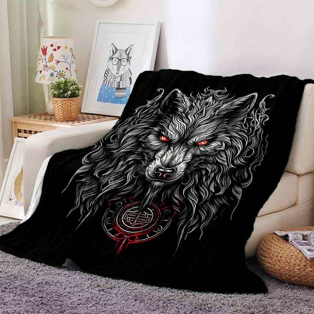 

1pc Wolf Head Throw Blanket - Soft Flannel, Cozy All-Season Polyester Perfect for Home, Office, Bedroom 1057 80cmx120cm(31inx47in)