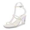 Summer new one-word belt versatile simple crystal heel sandals women wear transparent heel shoes