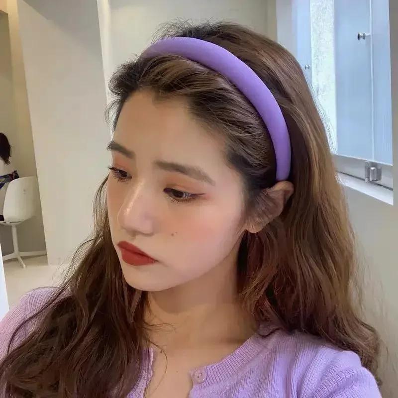 Girl's Fashion Candy Color Simple Solid Sponge Headband Girls Vintage Knit Hair Bands Soft Hairband Elastic Accessories Gifts