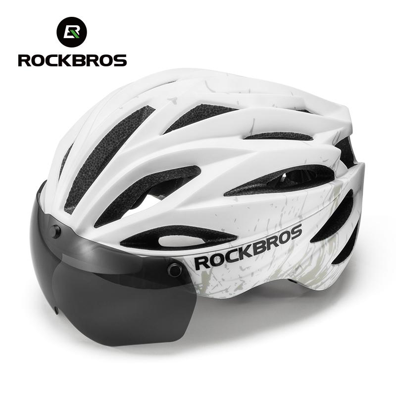 ROCKBROS Cycling Helmet 58-62cm Adjustable Magnetic Goggles Integrated Bike Safety Helmet Men Bicycle Helmet Cycling Headwear L (58-62cm)