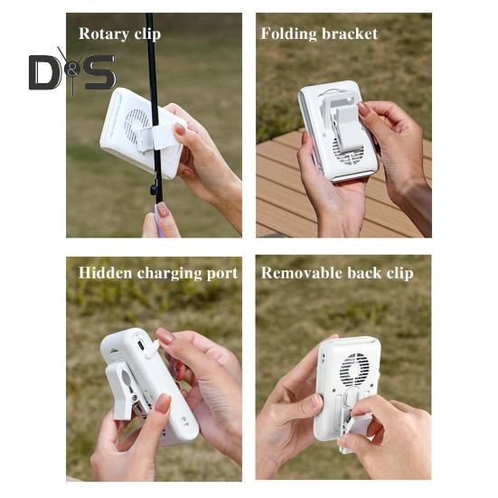 Tragbarer Ventilator für den Außenbereich, starker Luftstrom, drei einstellbare Geschwindigkeiten, geräuscharmer Betrieb, wiederaufladbarer Kühlventilator für den Reisegebrauch