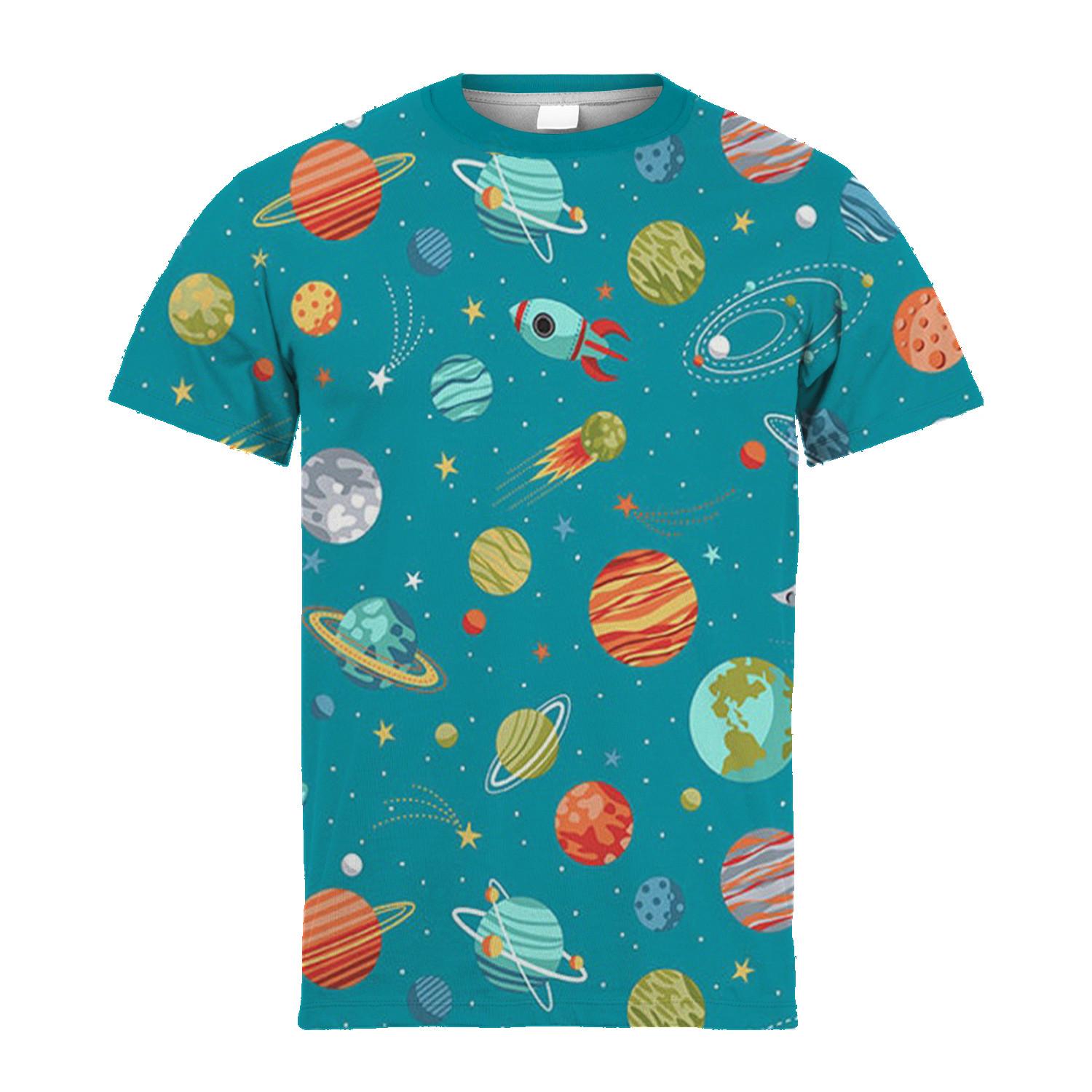 

Летняя футболка со звездным небом, детский топ, космическая галактика, астронавт, детская футболка с 3d принтом Вселенной, звездное небо для мальчиков и девочек 110