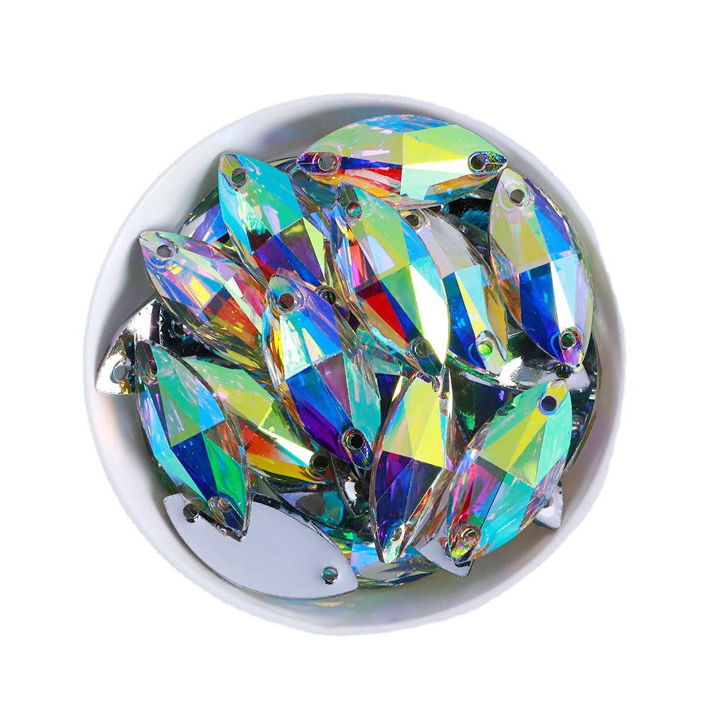 Strasuri Marquise din Rășină Cusute Manual cu Spate Plat pentru Îmbrăcăminte DIY și Accesorii de Bijuterie Strălucitoare