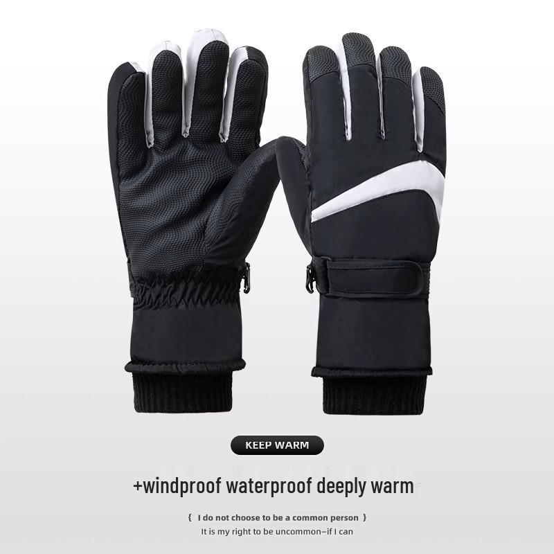 

Унісекс Зимові Лижні та Велосипедні Вітрозахисні Рукавички з Сенсорним Екраном - Товсті, Теплі, Морозостійкі, Плюс Оксамит для Електротранспорту One Size