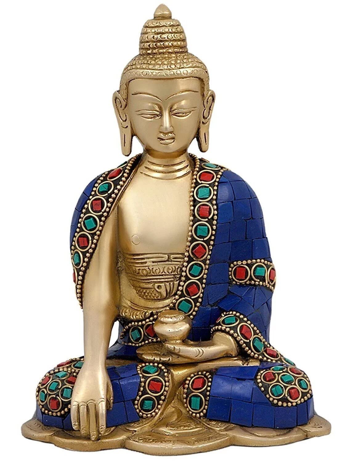 100% Pure Brass Buddha Statue Blessing Murti, Multicolor, Gautam Buddha Idol