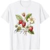Summer Flower Strawberries Nature Lover Floral Wildflower T-Shirt