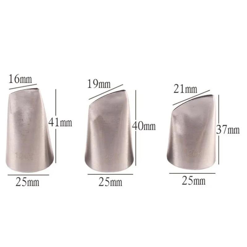 3pcs Rose Petal Nozzles Stainless Steel Pastry Nozzle Fondant Cake Decorating Nozzle Confectionery Icing Piping Tips Baking Tool