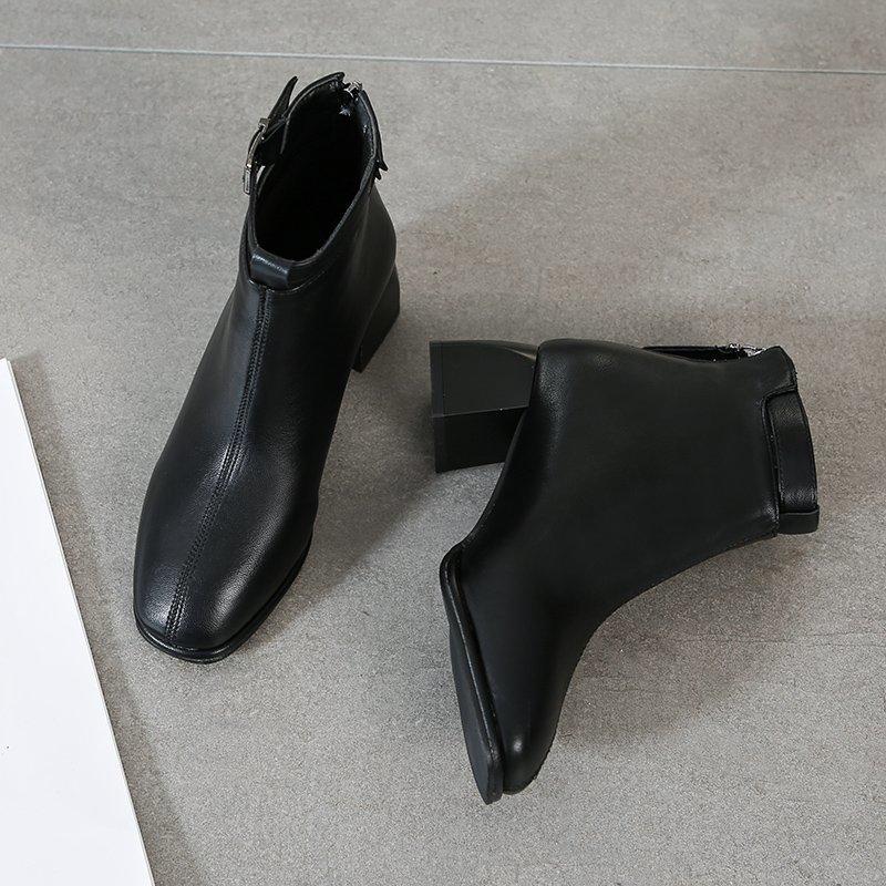 Winter Women's Plush Warm and Fashionable Back Zipper High-heeled Fashion Boots High Top Boots Leather Shoes Midsole Boots Women's Shoes