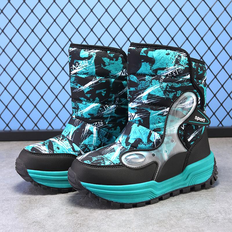 TUINANLE Boys' Winter Snow Boots, Non-Slip, Extra Warm, Medium To Large Sizes, Outdoor Hiking Footwear Children
