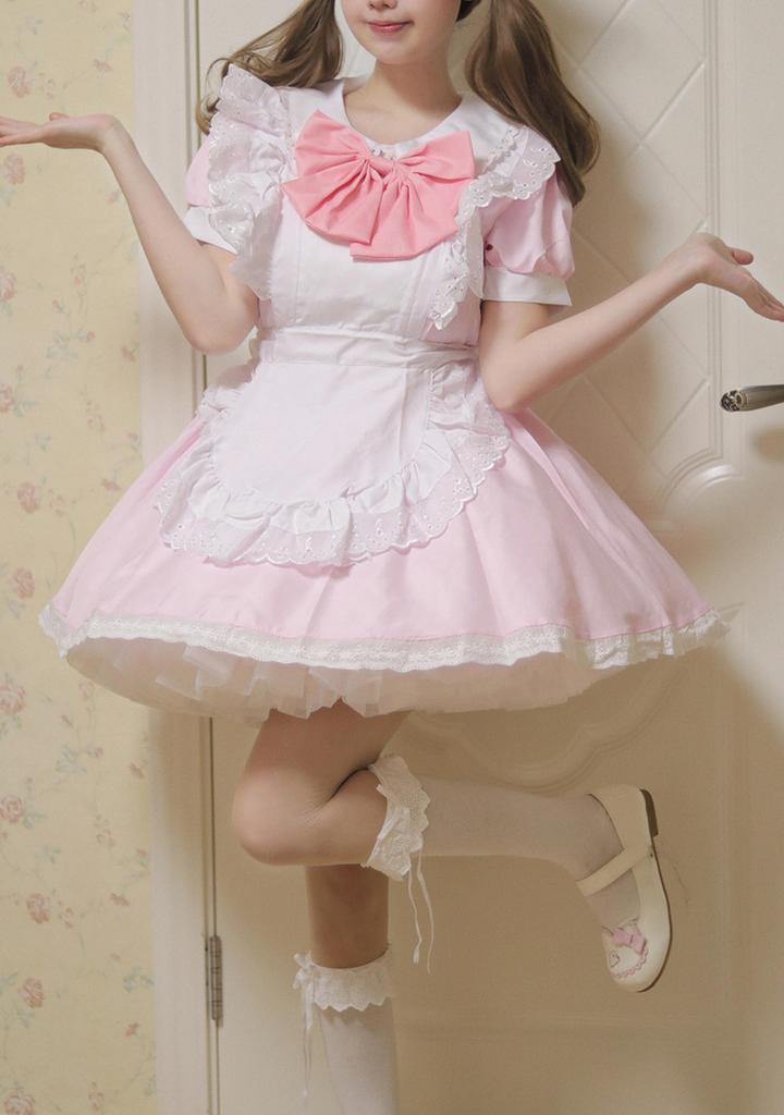 OMZIN Maid Costume, Sexy Lace and Ruffle Lolita Maid Outfit, Cute and Popular for Adults, Perfect for School Festivals, Cafes, and Amusement Parks, wi