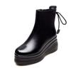 Martin boots women's soft leather winter new velvet muffin platform heel short boots women's shoes autumn and winter