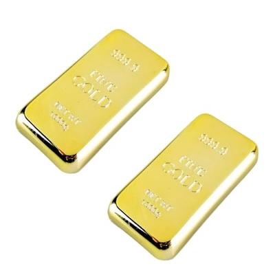 Gold Bullion Ingot Paperweight with Gold Bullion Design, Replica Gold Bar, Money Decoration (Set of 2)