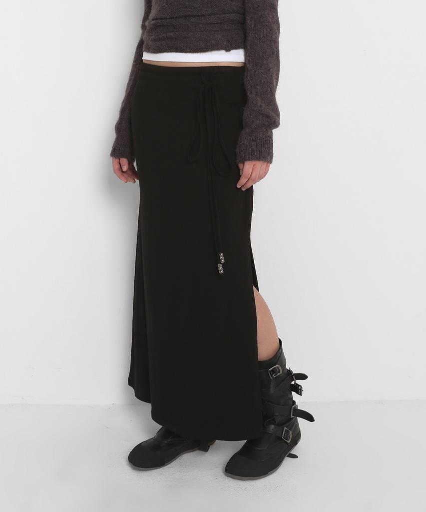 Saendeulig Brushed Maxi Long Skirt_Black