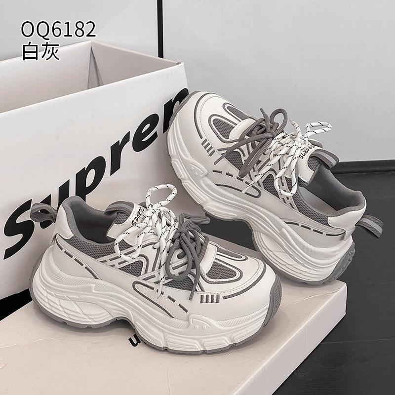 Leather Fashion Dad Shoes Women's 2026 Spring and Autumn New Comfortable and Versatile Thick-soled Breathable Casual Sports Shoes