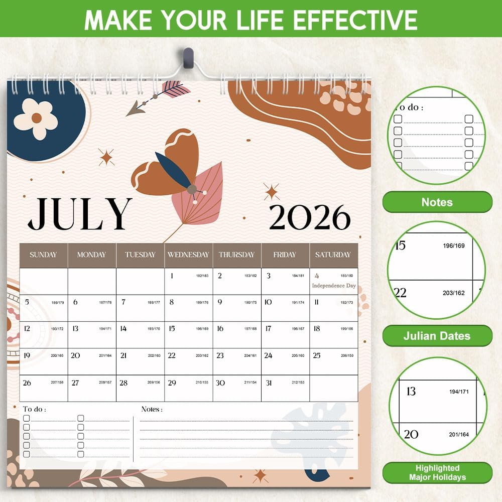 2026 Wall Calendar With Abstract Design, Jan 2026 - Feb 2027 Great Organizer For Anniversaries Appointments, Ideal For Home Or Classroom