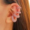 Retro Fashion C-Shaped Bling Ear Clips with Colored Diamonds - Trendy No-Pierce Earrings
