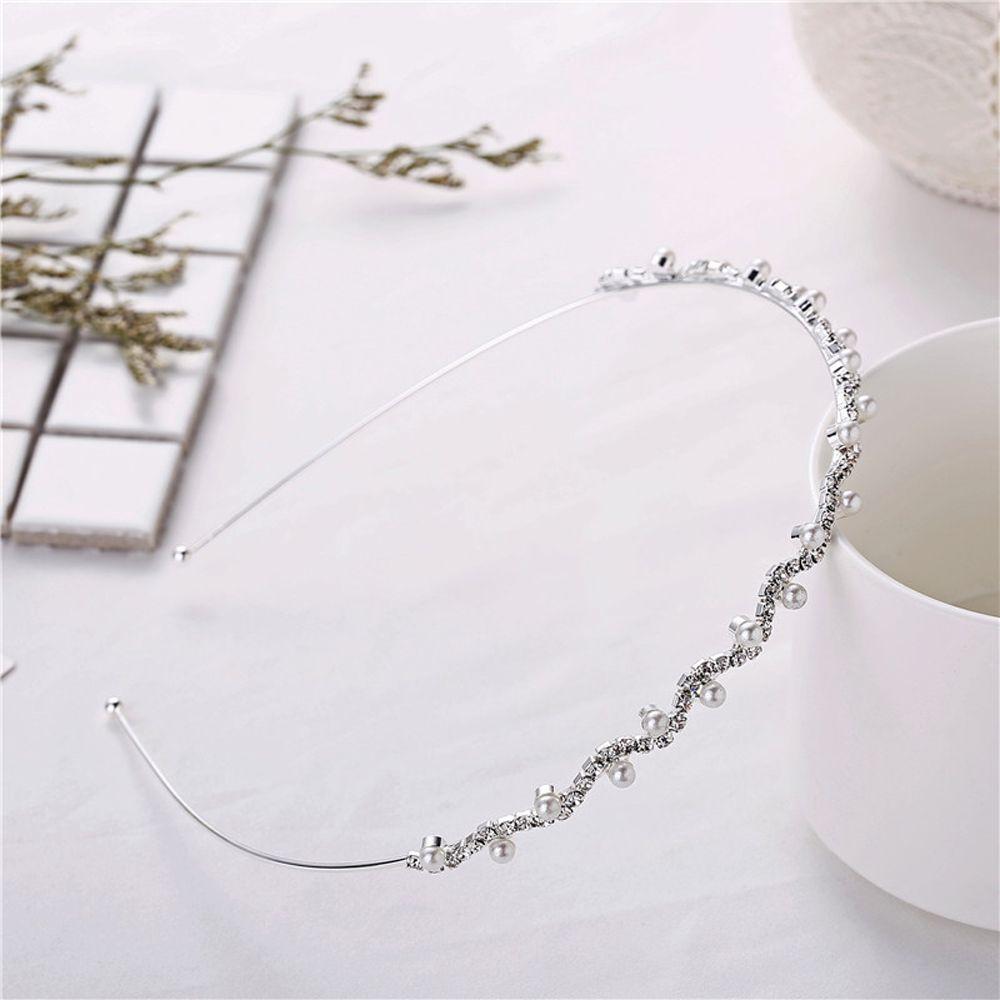 Fashion Women Ladies Hair Hoop Wedding Party Crystal Rhinestone Haiband Pearl Wave Headband