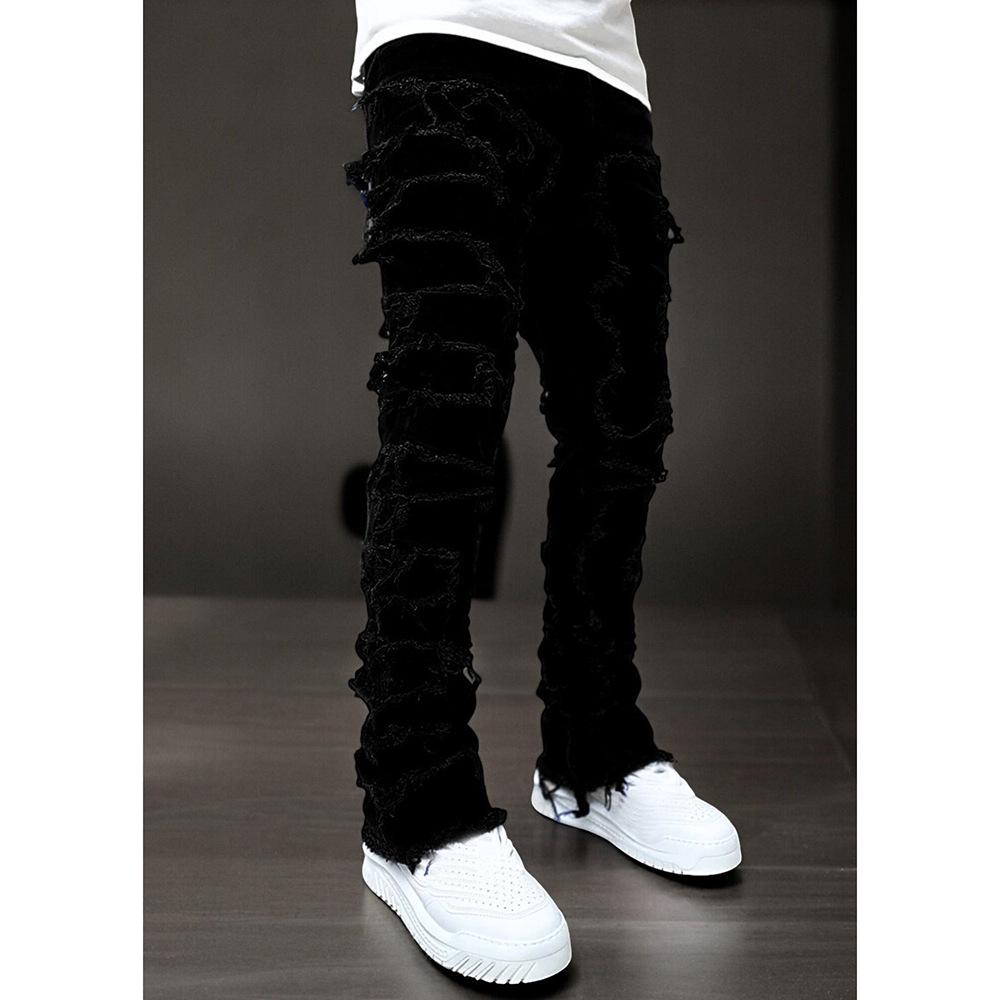 Men's 2025 Retro High Street Loose Straight-Leg Patch Applique Jeans