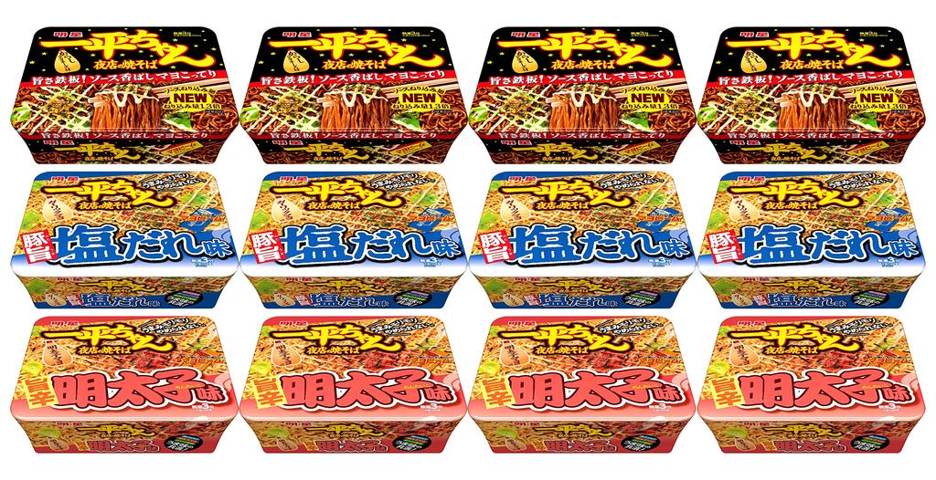 Myojo Ippei-chan Night Market Yakisoba, 3 Flavors Assorted, 12 Pieces