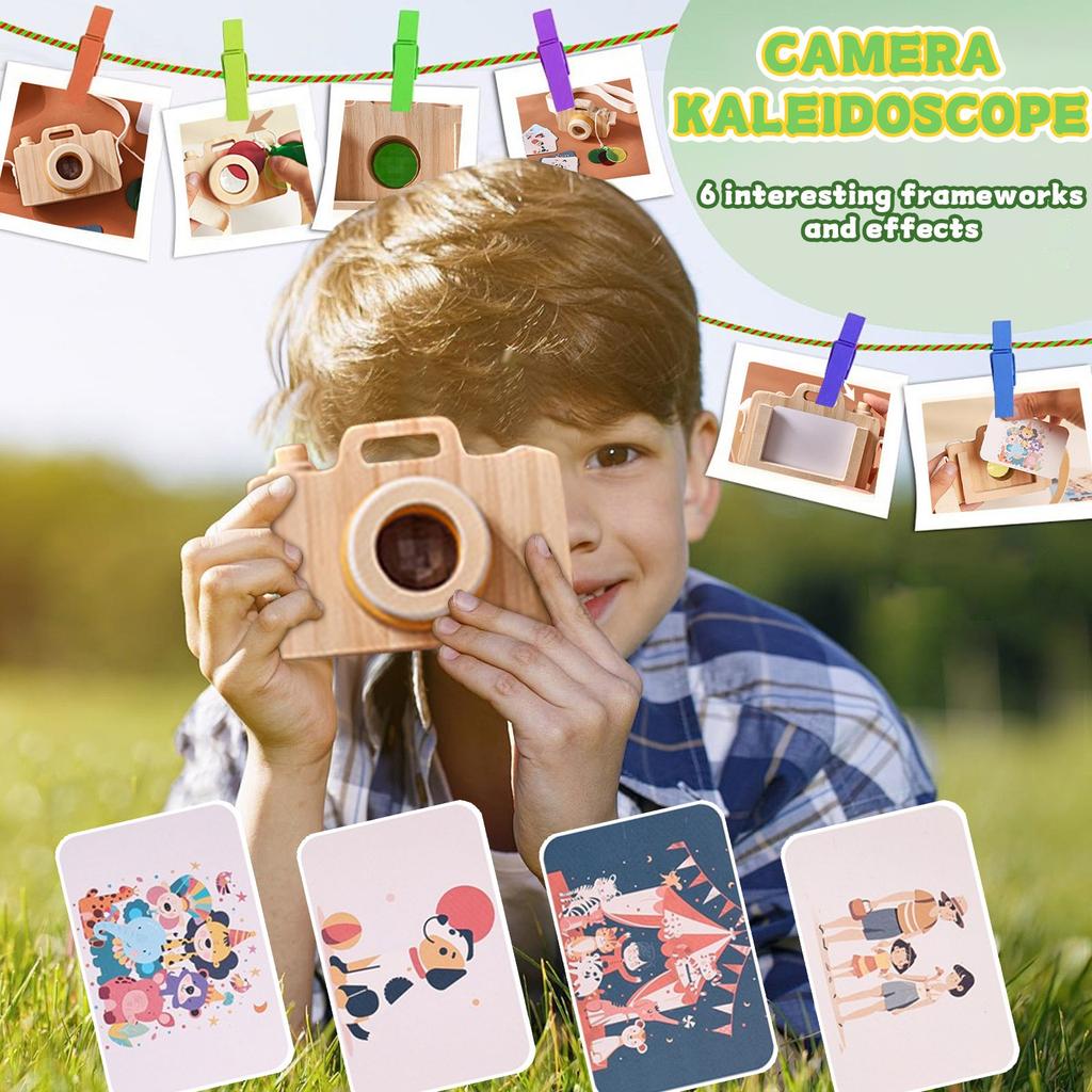Puzzle Kaleidoscope Wooden Camera, Innovative Portable Camera For Children 3 Years Old And Up, Can Be Used As A Toy.