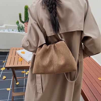 Frosted Fashion Niche Retro Suede Shoulder Bag Women's Bag Large Capacity Autumn and Winter Handbag Commuter Armpit Bag