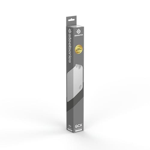 SteelSeries Large Gaming Mouse Pad with Non-Slip Rubber Base, 45cm X 40cm X 0.2cm, QcK + White, Large, 63464