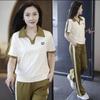 Summer Korean-style Casual Sportswear Set for Women - Stylish and Youthful Short-sleeved Top In Two Pieces, Suitable for Summer.