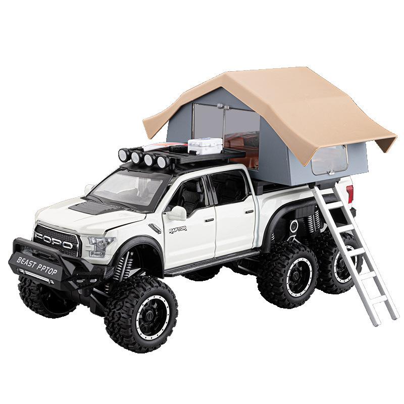 1/24 Ford Raptor Pickup Truck Model, Removable Simulated Alloy RV, Off-road Toy Car with Sound and Light, Boy's Birthday Gift